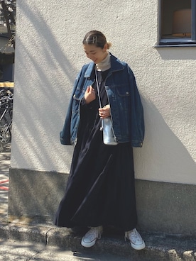 「Libra Cue（リブラ キュー）のティアードエアリーボリュームワンピース（ワンピース）」を使った、こみさん（レディース・150cm）の春コーディネート