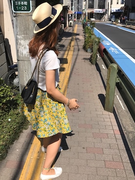 「TORY BURCH（トリーバーチ）のアイテム（帽子）」を使った、♡moemi♡さん（レディース・167cm）の夏コーディネート
