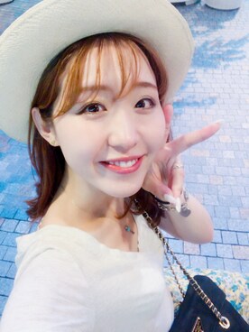 「TORY BURCH（トリーバーチ）のアイテム（帽子）」を使った、♡moemi♡さん（レディース・167cm）の夏コーディネート