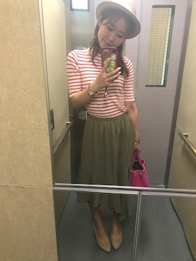 「TORY BURCH（トリーバーチ）のアイテム（帽子）」を使った、♡moemi♡さん（レディース・167cm）の夏コーディネート