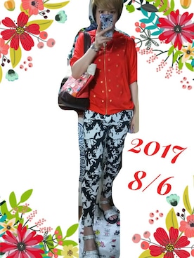 「ネコ」｜「アイテム（腕時計）」を使った、あまねさん（レディース・166cm）の夏コーディネート