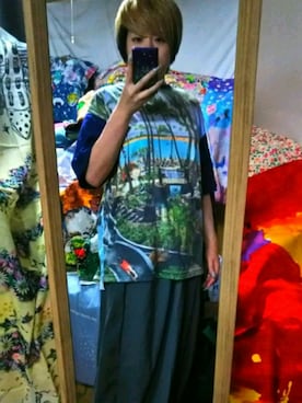 「ScoLar Parity（スカラーパリティ）のアイテム（Tシャツ/カットソー）」を使った、あまねさん（レディース・166cm）の夏コーディネート