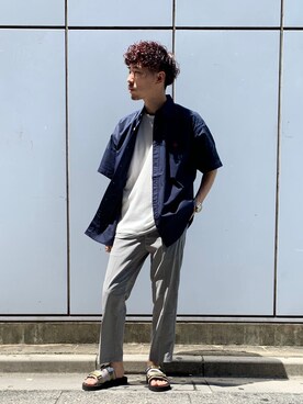 「RAGEBLUE（レイジブルー）のアイテム（シャツ/ブラウス）」を使った、もちたくさん（メンズ・168cm）の夏コーディネート