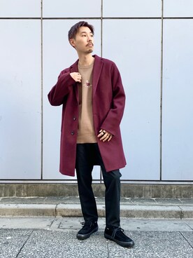 「RAGEBLUE（レイジブルー）のアイテム（チェスターコート）」を使った、もちたくさん（メンズ・168cm）の秋コーディネート