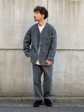 「RAGEBLUE（レイジブルー）のアイテム（ノーカラージャケット）」を使った、もちたくさん（メンズ・168cm）の冬コーディネート