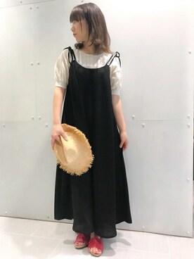 「Khaju（カージュ）のアイテム（つなぎ/オールインワン）」を使った、落合さん（レディース・151cm）の春コーディネート
