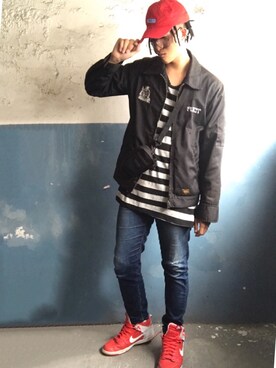 「fuct（ファクト）のアイテム（ボディバッグ/ウエストポーチ）」を使った、Lamb さん（メンズ・177cm）の秋コーディネート