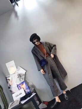 「kookemのアイテム（ダッフルコート、グレー系）」を使った、美美的兔纸さん（レディース）の冬コーディネート