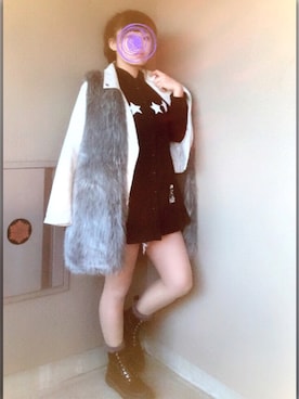 「PAGEBOY（ページボーイ）のアイテム（ライダースジャケット）」を使った、428さん（レディース・155cm）の冬コーディネート