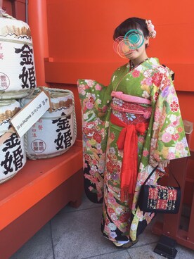 「アイテム（水着/着物・浴衣）」を使った、428さん（レディース・155cm）の冬コーディネート