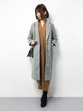 「Te chichi TERRASSE（テチチテラス）のアイテム（チェスターコート）」を使った、miyaseさん（レディース・165cm）の冬コーディネート