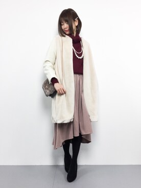 「PUAL CE CIN（ピュアルセシン）のアイテム（ステンカラーコート）」を使った、miyaseさん（レディース・165cm）の冬コーディネート