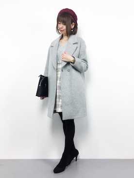 「Spick & Span（スピックアンドスパン）のアイテム（チェスターコート）」を使った、miyaseさん（レディース・165cm）の冬コーディネート