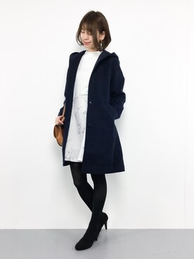 「PICCIN（ピッチン）のアイテム（ダッフルコート）」を使った、miyaseさん（レディース・165cm）の冬コーディネート