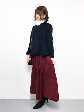 「アイテム（ピーコート）」を使った、miyaseさん（レディース・165cm・20代）の冬コーディネート
