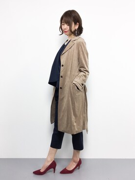 「qualite（カリテ）のアイテム（チェスターコート）」を使った、miyaseさん（レディース・165cm）の冬コーディネート