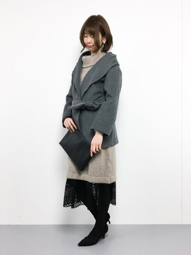 「emmi（エミ）のアイテム（その他アウター）」を使った、miyaseさん（レディース・165cm）の冬コーディネート