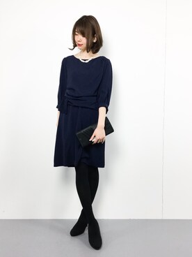 「AULI（アウリィ）のアイテム（ワンピース）」を使った、miyaseさん（レディース・165cm）の冬コーディネート