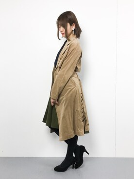 「NERGY（ナージー）のアイテム（トレンチコート）」を使った、miyaseさん（レディース・165cm）の冬コーディネート