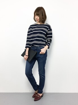 「NOMBRE IMPAIR（ノンブルアンペール）のアイテム（Tシャツ/カットソー）」を使った、miyaseさん（レディース・165cm）の冬コーディネート