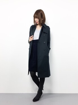 「SLOBE IENA（スローブイエナ）のロングトレンチコート◆（トレンチコート）」を使った、miyaseさん（レディース・165cm）の冬コーディネート
