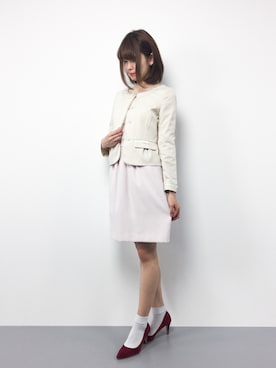 「LODISPOTTO（ロディスポット）のアイテム（ノーカラージャケット）」を使った、miyaseさん（レディース・165cm）の春コーディネート