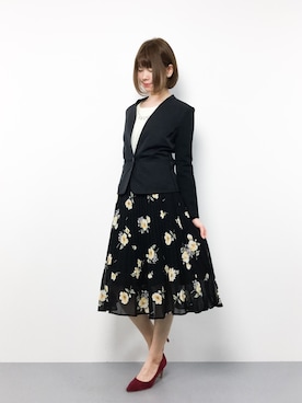 「COMME CA ISM（コムサイズム）のアイテム（ノーカラージャケット）」を使った、miyaseさん（レディース・165cm）の春コーディネート