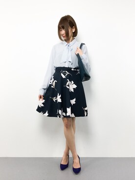 「ボウタイブラウス」｜miyaseさん（レディース・165cm）の春コーディネート