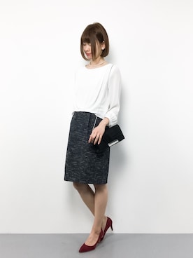 「ドッキングワンピ」｜「アイテム（ノーカラージャケット）」を使った、miyaseさん（レディース・165cm）の春コーディネート