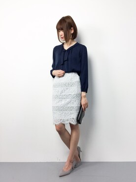 「ボウタイブラウス」｜miyaseさん（レディース・165cm）の春コーディネート