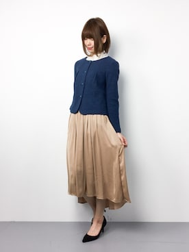 「Jocomomola（ホコモモラ）のアイテム（ノーカラージャケット）」を使った、miyaseさん（レディース・165cm）の春コーディネート