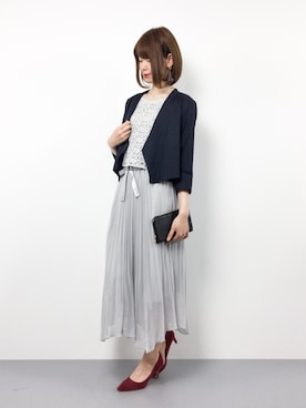 「Noble（ノーブル）のアイテム（ノーカラージャケット）」を使った、miyaseさん（レディース・165cm）の春コーディネート