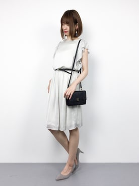 「アイテム（ドレス、グレー系）」を使った、miyaseさん（レディース・165cm）の春コーディネート