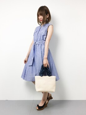 「PLAIN CLOTHING（プレーンクロージング）のアイテム（かごバッグ）」を使った、miyaseさん（レディース・165cm）の春コーディネート