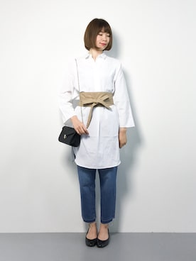 「サッシュベルト」｜「アイテム（チュニック）」を使った、miyaseさん（レディース・165cm）の夏コーディネート