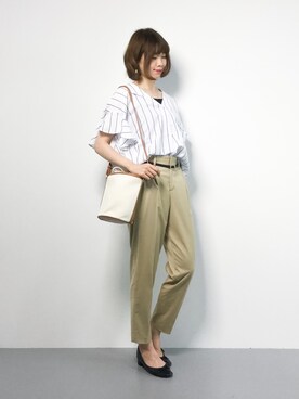 「URBAN RESEARCH Sonny Label（アーバンリサーチサニーレーベル）のSonny Label キャンバスバケツショルダーバッグ（ショルダーバッグ）」を使った、miyaseさん（レディース・165cm）の夏コーディネート