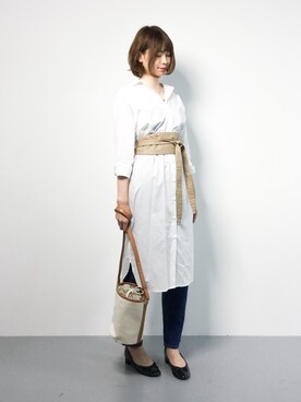 「NANO universe（ナノユニバース）のアイテム（シャツワンピース）」を使った、miyaseさん（レディース・165cm）の夏コーディネート