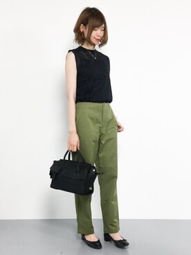「カーキパンツ」｜miyaseさん（レディース・166cm）の夏コーディネート
