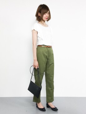「カーキパンツ」｜miyaseさん（レディース・166cm）の夏コーディネート