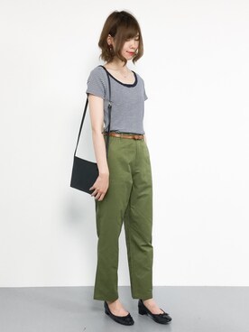 「カーキパンツ」｜miyaseさん（レディース・166cm）の夏コーディネート