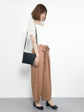 「透かし編みニット」｜miyaseさん（レディース・166cm）の夏コーディネート