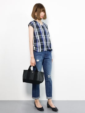 「501(R)T（ゴーマルイチティー）のアイテム」を使った、miyaseさん（レディース・166cm）の夏コーディネート