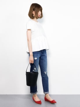 「501(R)T（ゴーマルイチティー）のアイテム」を使った、miyaseさん（レディース・166cm）の夏コーディネート