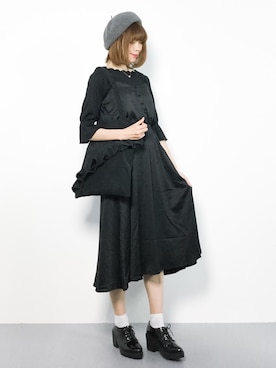「フリルトート」｜「アイテム（ワンピース/ドレス）」を使った、miyaseさん（レディース・166cm）の夏コーディネート