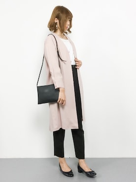 「andemiu」｜「アイテム（ノーカラージャケット）」を使った、miyaseさん（レディース・166cm）の秋コーディネート
