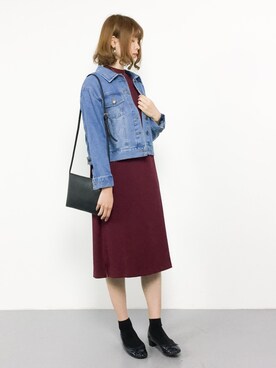 「dazzlin（ダズリン）のアイテム（デニムジャケット）」を使った、miyaseさん（レディース・166cm）の秋コーディネート