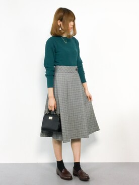 「NATURAL BEAUTY BASIC（ナチュラルビューティーベーシック）の【JJ 12月号掲載】ワンハンドルヒネリショルダーバッグ（ショルダーバッグ）」を使った、miyaseさん（レディース・166cm）の秋コーディネート