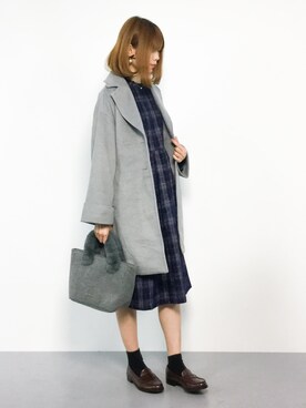 「one after another NICE CLAUP（ワンアフターアナザーナイスクラップ）のアイテム（チェスターコート）」を使った、miyaseさん（レディース・166cm）の秋コーディネート