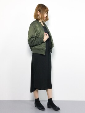 「KBF+」｜「アイテム（MA-1）」を使った、miyaseさん（レディース・166cm）の秋コーディネート