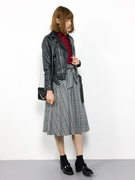 「N.（N. Natural Beauty Basic）（エヌエヌナチュラルビューティーベーシック）のアイテム（ライダースジャケット）」を使った、miyaseさん（レディース・166cm）の秋コーディネート